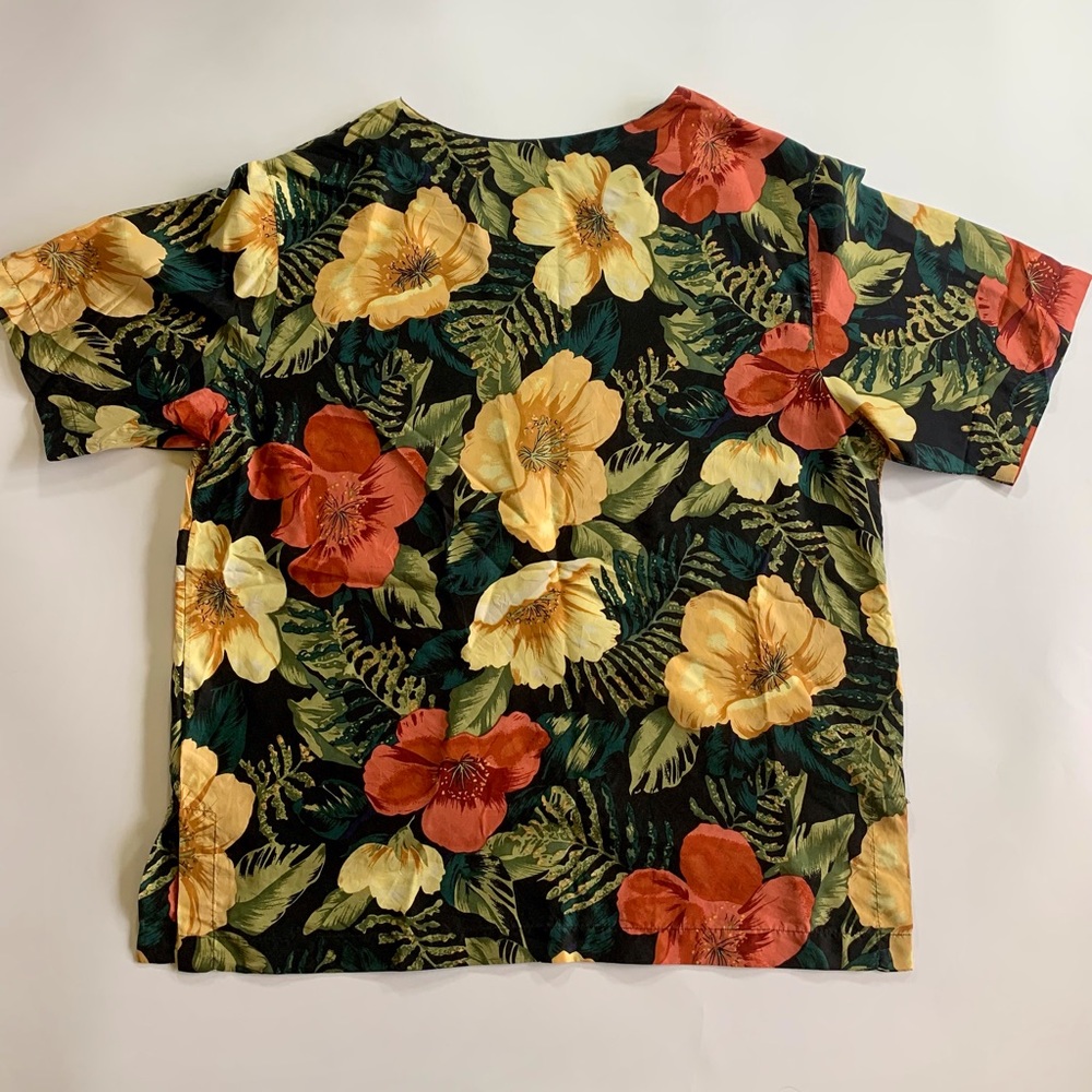 Rafaela silk Blouse Tropical Flowers Size Large